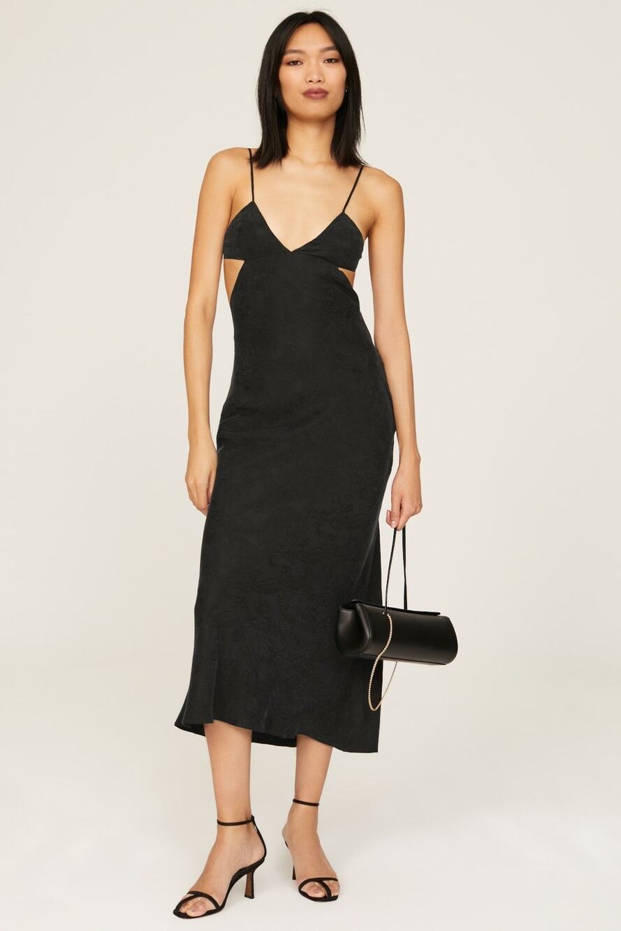 Third Form Black Paisley Triangle Cut Out Sleeveless Midi Dress Size 6